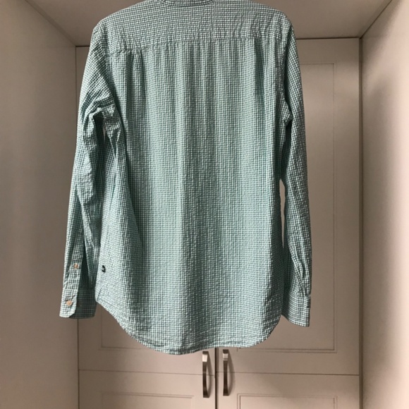 Nautica Men’s Gingham 100% Cotton US S Green & White Long Sleeve Button down - Picture 5 of 7